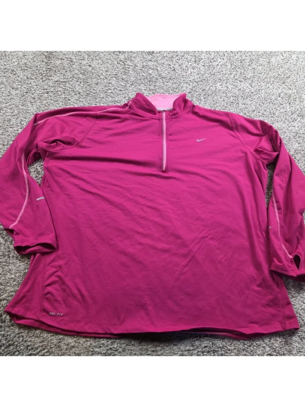 Nike Running Pullover Womens 3X Pink Mock Dri-Fit Long Sleeve Thumbholes